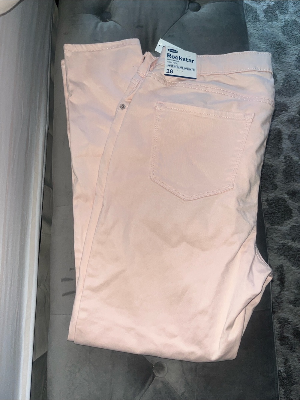 Blush pink skinny jeans